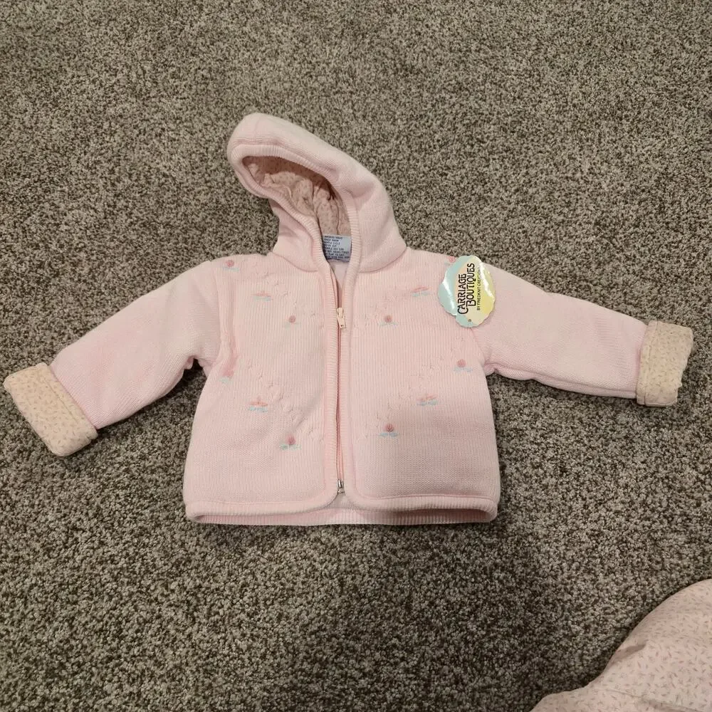 NEW NWT Vintage Baby Girl Carriage Boutiques Sweater Overall Outfit | 6 Months